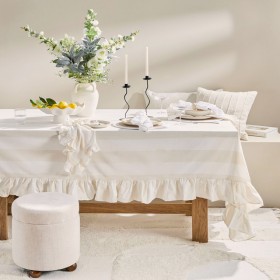 Piper-Natural-Stripe-Ruffle-Table-Cloth-by-Habitat on sale