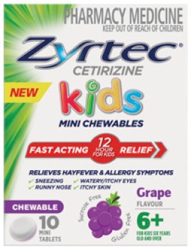 Zyrtec-Kids-Allergy-Hayfever-Relief-Grape-Flavour-10-Chewable-Tablets on sale