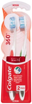 Colgate+360%26deg%3B+Optic+White+Platinum+Medium+Toothbrush+2+Pack