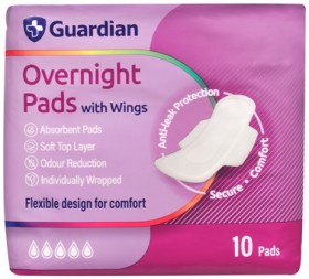 Guardian+Overnight+Pads+with+Wings+10+Pack