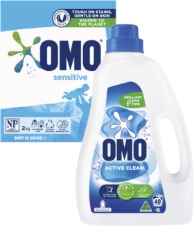 Omo-Laundry-Liquid-2-Litre-or-Powder-2kg on sale