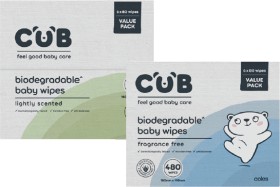 CUB+Biodegradable+Lightly+Scented+or+Fragrance+Free+Baby+Wipes+480+Pack