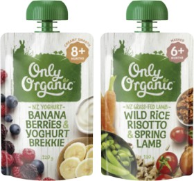 Only+Organic+4%2B+Months%2C+6%2B+Months+or+8%2B+Months+Baby+Food+Pouch+120g
