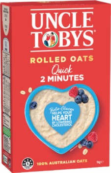 Uncle-Tobys-Traditional-or-Quick-Rolled-Oats-1kg on sale