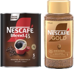 Nescaf%26eacute%3B+Blend+43+Instant+Coffee+500g+or+Gold+Original+400g+Selected+Varieties