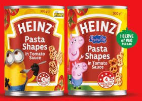 NEW+Heinz+Minion+or+Peppa+Pig+Pasta+Shapes+in+Tomato+Sauce+300g