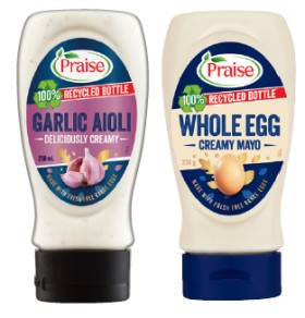 Praise+Whole+Egg+Mayo+230%E2%80%91250g%2C+Aioli+or+Dressing+250mL+Selected+Varieties