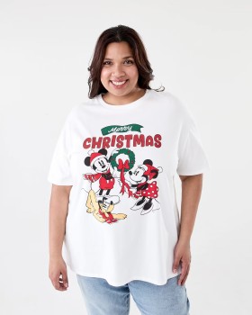 Curve-Disney-Mickey-Mouse-License-Christmas-Short-Sleeve-T-Shirt on sale