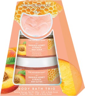 The-Nourish-Manuka-Honey-Peach-Bar-Body-Bath-Trio on sale