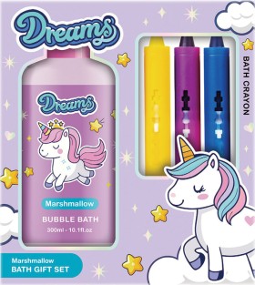 Dreams-Unicorn-Bubble-Bath-300mL-Bath-Crayon-Gift-Set on sale