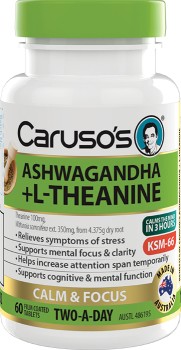 NEW-Carusos-Ashwagandha-L-Theanine-60-Tablets on sale