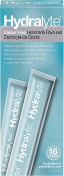 Hydralyte+Colour+Free+Lemonade+Flavoured+Electrolyte+Ice+Blocks+16+Pack%2A