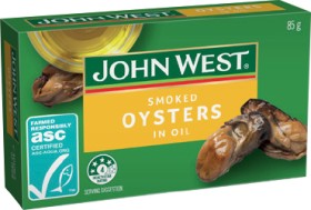 John+West+Smoked+Oysters+in+Oil+or+BBQ+Sauce+85g