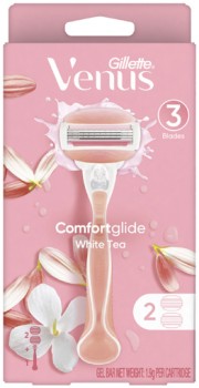 Gillette-Venus-Comfortglide-White-Tea-Razor-with-2-Refill-Blades-1-Each on sale