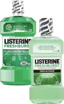 Listerine-Freshburst-or-Freshburst-Zero-Mouthwash-500mL on sale