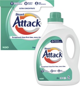Biozet+Attack+Regular+Laundry+Liquid+2+Litre+or+Powder+2kg