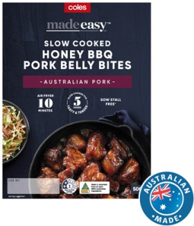 Coles-Made-Easy-Slow-Cooked-Honey-BBQ-Pork-Belly-Bites-500g on sale