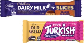 NEW+Cadbury+Old+Gold+Turkish+Delight+or+Peanut+Caramel+Slices+Chocolate+Bar+48g-50g