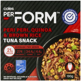 Coles-PerFORM-Tuna-Meal-190g on sale