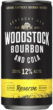 NEW-Woodstock-Bourbon-Cola-12-Cans-10x200mL on sale