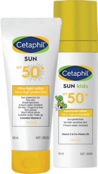 Cetaphil-Sun-SPF-50-Ultra-Light-Lotion-100mL-or-Kids-SPF-50-Liposomal-Lotion-150mL on sale