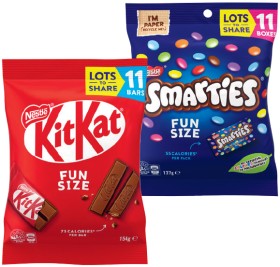 Nestl-KitKat-Smarties-or-Milky-Bar-Fun-Size-11-Pack-Selected-Varieties on sale