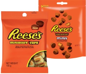 Reese%26rsquo%3Bs+Miniature+Cups+120%E2%80%91150g+or+Minis+Unwrapped+120g+Selected+Varieties