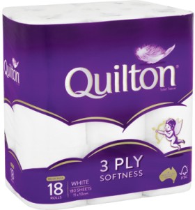 Quilton+3+Ply+Softness+Toilet+Tissue+Rolls+18+Pack