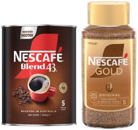 Nescaf%26eacute%3B+Blend+43+Instant+Coffee+500g+or+Gold+Original+400g+Selected+Varieties