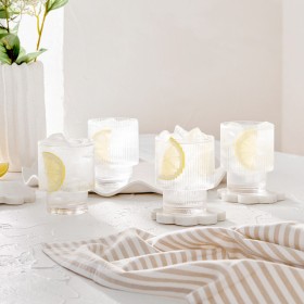 Mila+Ribbed+Clear+Tumbler+Glasses+Set+of+4+by+M.U.S.E.