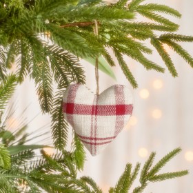 Christmas-Heart-Red-Check-Hanging-Decoration-by-Pillow-Talk on sale