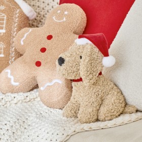 Santas-Pawfect-Helper-Dog-Christmas-Cushion-by-Pillow-Talk on sale