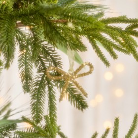 Rosie-Gold-Beaded-Bow-Christmas-Hanging-Decoration-by-Pillow-Talk on sale