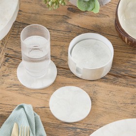 Layla-Capiz-Coaster-Set-of-6-with-Holder-by-MUSE on sale