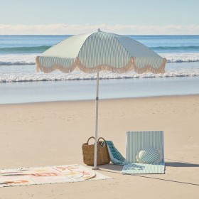 Sundays-Alto-Stripe-Scalloped-Fringed-Beach-Umbrella-by-Pillow-Talk on sale
