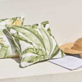 Sundays-Tropical-Havana-Leaf-Outdoor-Square-Cushion-by-Pillow-Talk on sale