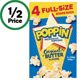 Poppin-Microwave-Popcorn-400g-Pk-4 on sale