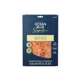 NEW-Ocean-Blue-Signature-Smoked-Salmon-with-Lemon-Zest-Chilli-Slices-150g on sale