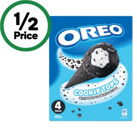 Cadbury-Choc-Tops-or-Oreo-Cookie-Tops-Ice-Cream-Cones-400ml-Pk-4-From-the-Freezer on sale