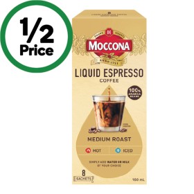 Moccona-Liquid-Espresso-Coffee-Sachets-Pk-8 on sale