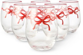 Anko+6+Pack+Bow+Stemless+Glasses