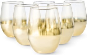 Anko-Gold-Glasses-6-Pack-Stemless on sale