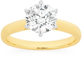 Alora+14ct+Gold+2+Carat+Lab+Grown+Solitaire+Diamond+Ring