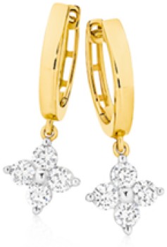 Alora+9ct+Gold+1%2F2+Carat+TW+Lab+Grown+Diamond+Kite+Shape+Drop+Huggie+Earrings