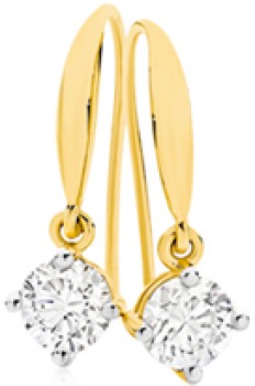 Alora+9ct+Gold+1+Carat+TW+Lab+Grown+Diamond+Solitaire+Drop+Hook+Earrings