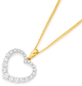 Alora+9ct+Gold+3%2F4+Carat+TW+Lab+Grown+Diamond+Heart+Pendant