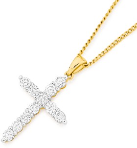 Alora-9ct-Gold-1-Carat-TW-Lab-Grown-Diamond-Cross-Pendant on sale