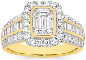 Limited-Edition-Alora-9ct-Gold-2-12-Carats-TW-Lab-Grown-Diamond-Emerald-Cut-Halo-Ring on sale