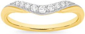 9ct+Gold+Diamond+Curved+Band