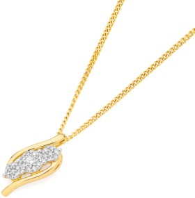 9ct+Gold+Diamond+Trilogy+Cluster+Offset+Pendant